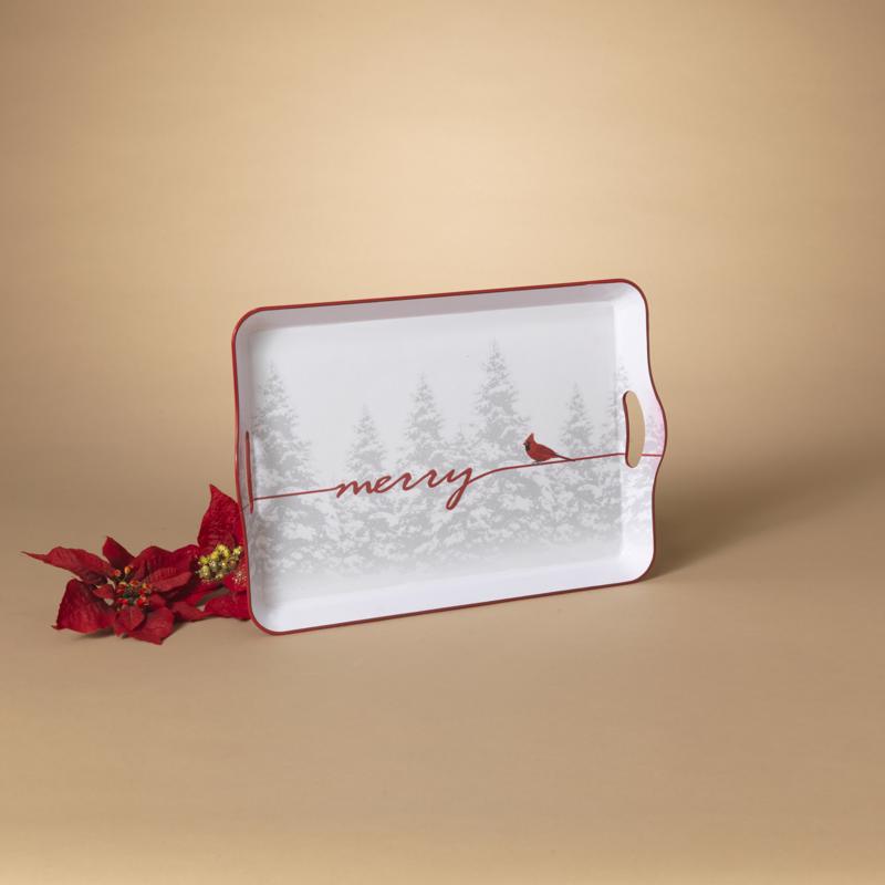 Gerson White Merry Cardinal Tray, Pack of 6