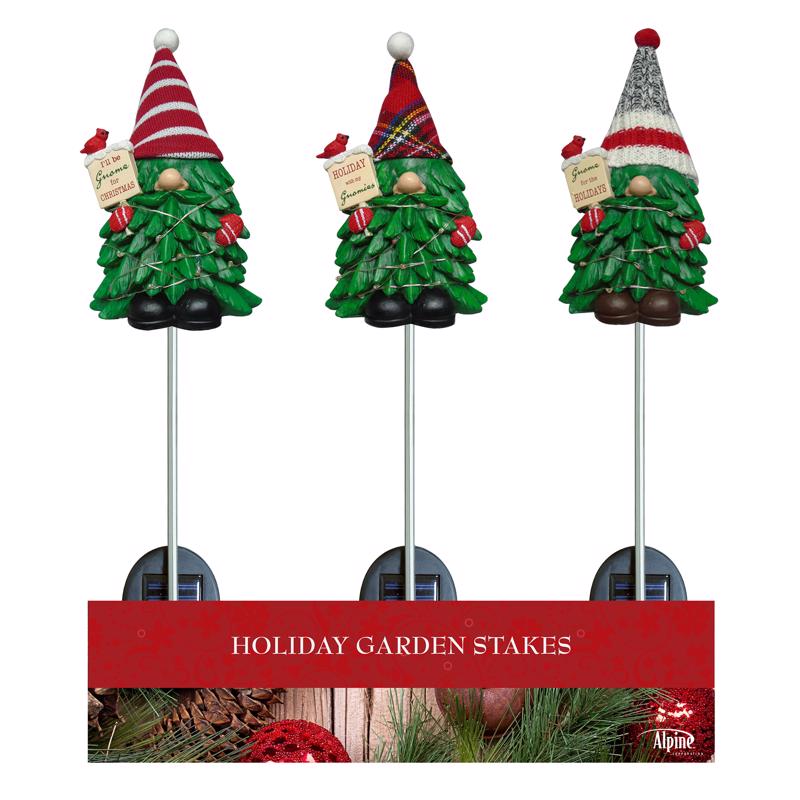 Alpine Multi Christmas Gnome 33 in. Pathway Decor, Pack of 9
