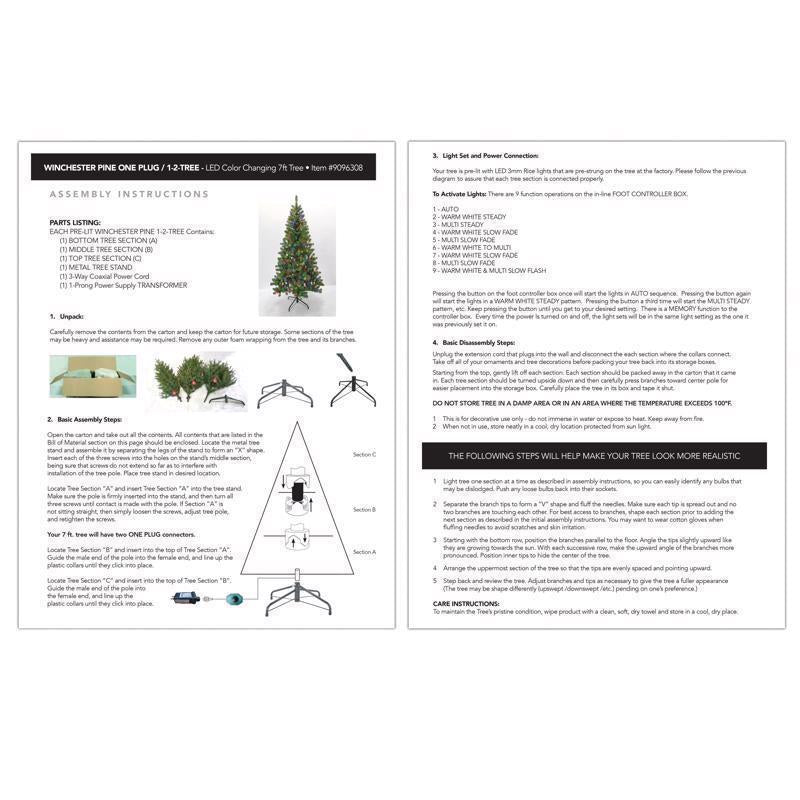 Holiday Bright Lights 1-2 Tree 7 ft. Full LED 400 ct Winchester Pine Color Changing Christmas Tree