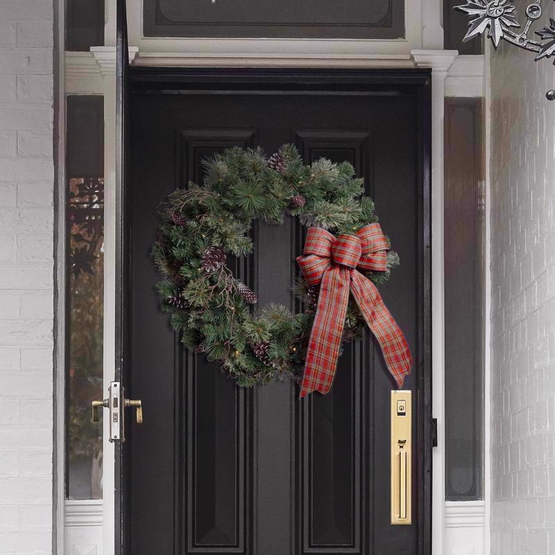 Celebrations 30 in. D LED Prelit Multicolored Twig Pine Bow Wreath, Pack of 4