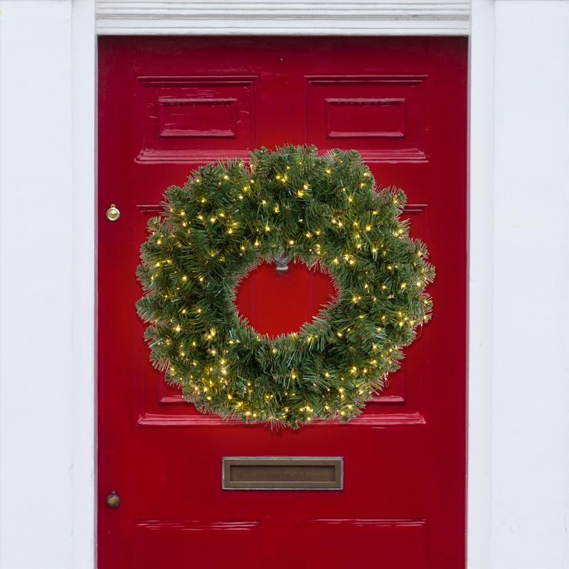 Celebrations 24 in. D LED Prelit Warm White Cascading Wreath, Pack of 4