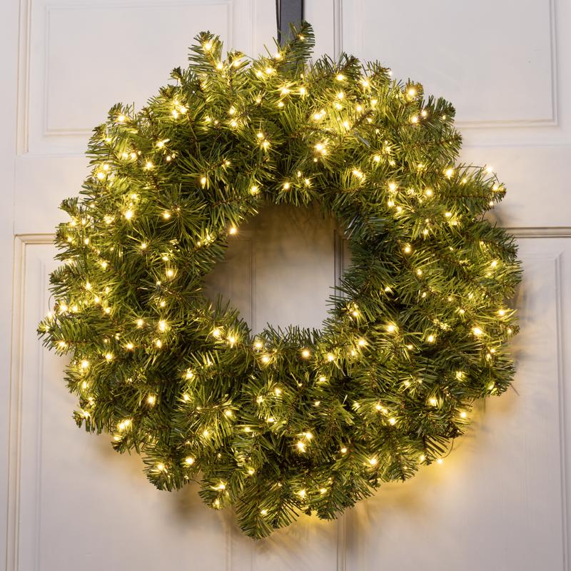 Celebrations 24 in. D LED Prelit Warm White Cascading Wreath, Pack of 4
