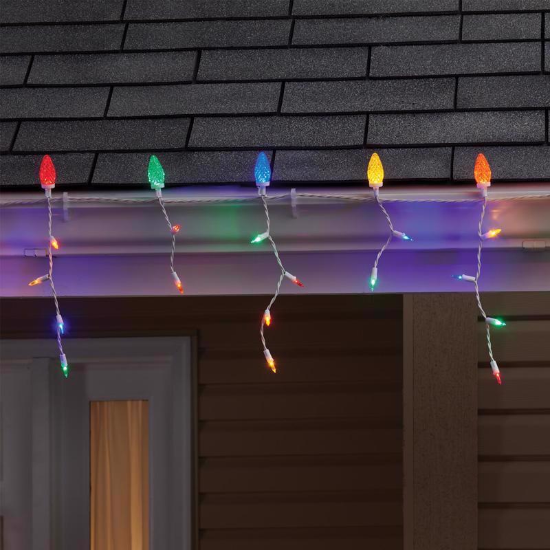 Celebrations Blue LED C9 Multicolored 70 ct Icicle Christmas Lights 9 ft.