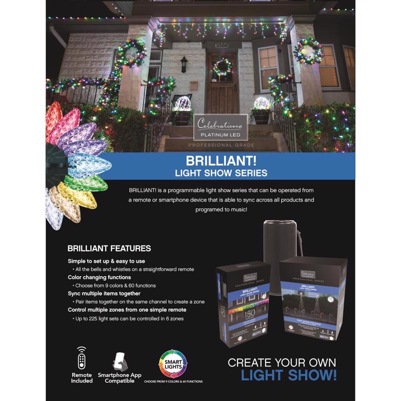 Celebrations Platinum LED Micro/5mm RGBW 50 ct String Smart-Enabled Christmas Lights 17 ft.