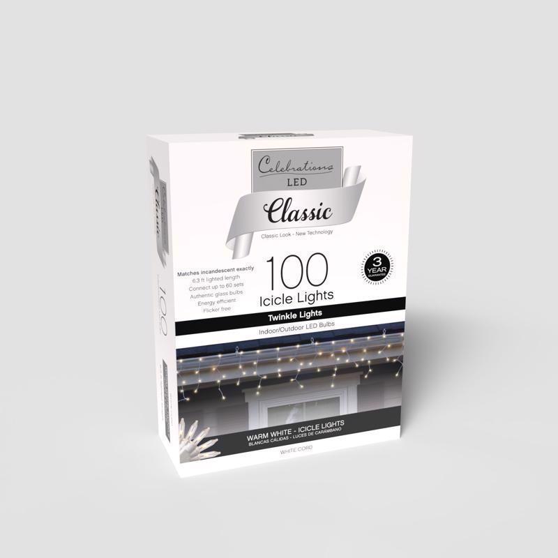Celebrations Classic LED T5 Multicolored 100 ct Icicle Christmas Lights 6 ft.