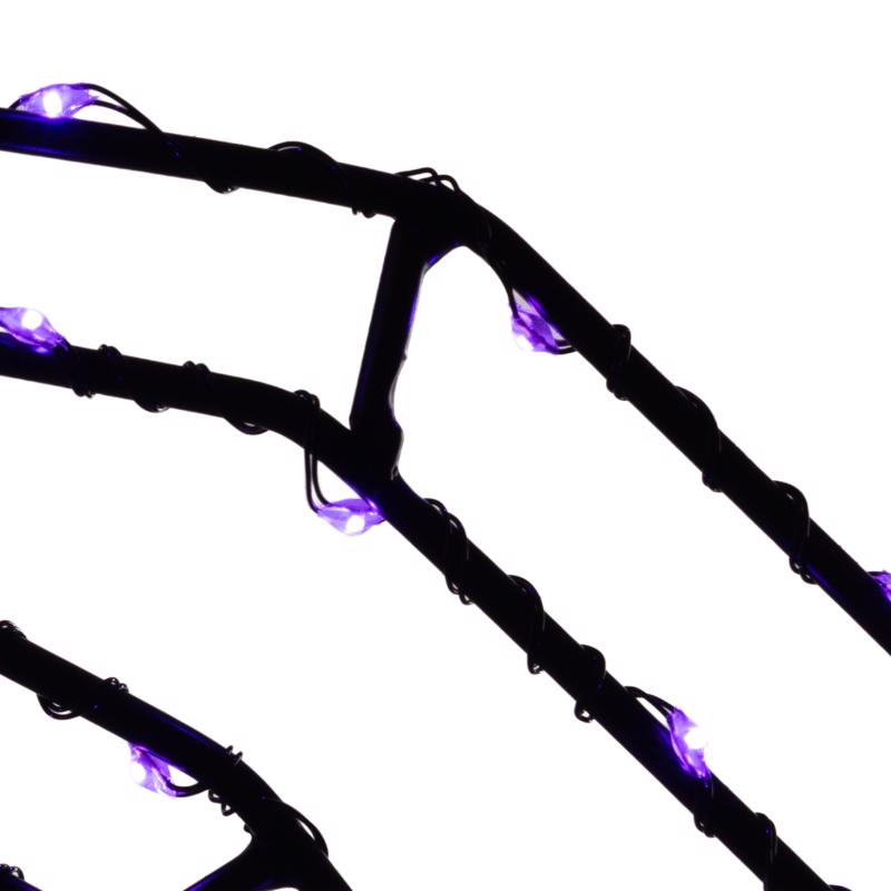 Celebrations Purple 140 ct 16 in. LED Prelit Illuminated Spider Halloween Decor, Pack of 8