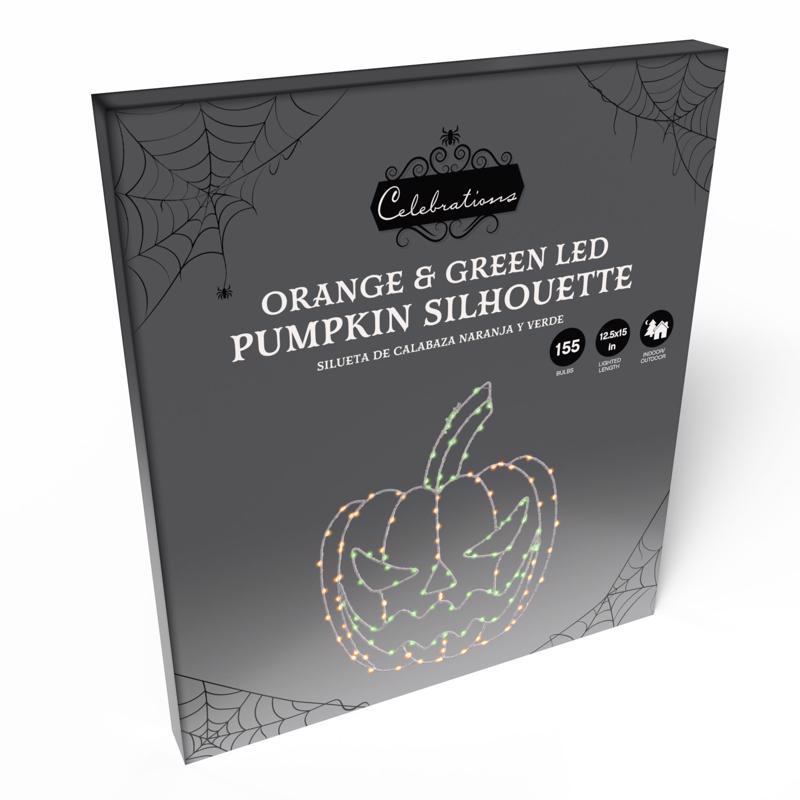 Celebrations Orange 155 ct 15 in. LED Prelit Illuminated Pumpkin Window Decor, Pack of 8
