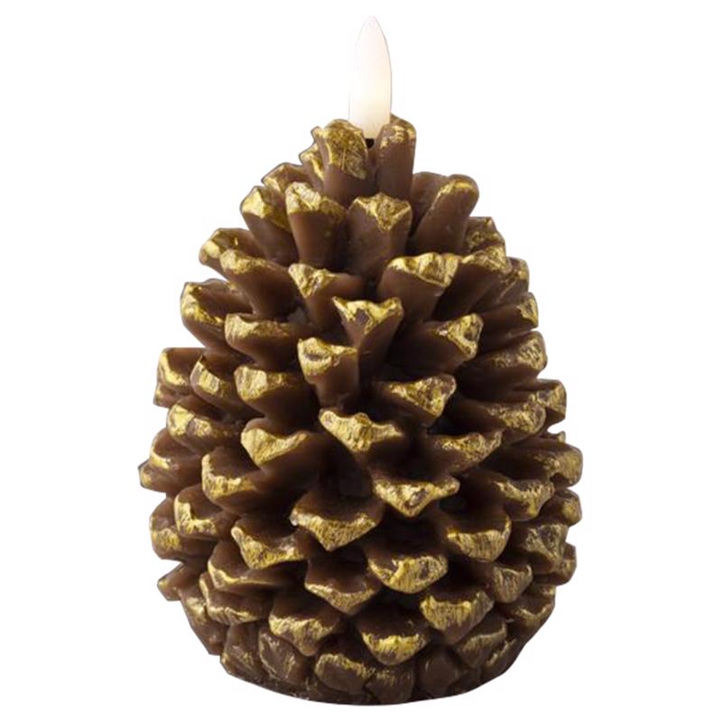Lumineo LED Brown Pinecone Candle 5 in., Pack of 24
