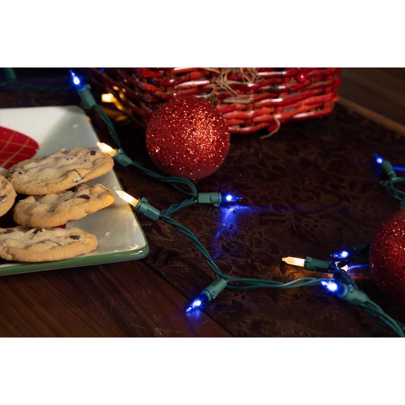 Celebrations Classic LED T5 Blue/Pure White 100 ct String Christmas Lights 24.75 ft.