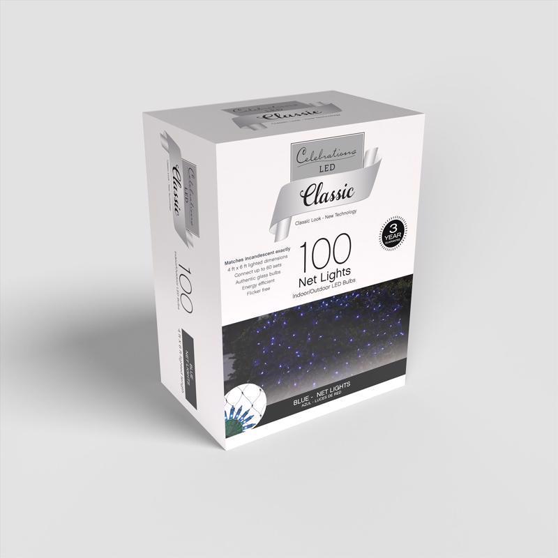 Celebrations Classic LED T5 Blue 100 ct Net Christmas Lights 4 ft.