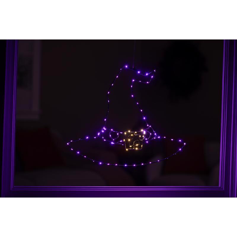 Celebrations Purple 84 ct 18.2 in. LED Prelit Illuminated Witch Hat Halloween Decor, Pack of 8