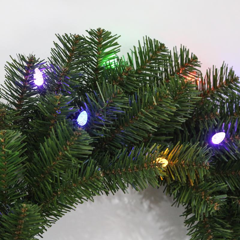 Celebrations 24 in. D LED Prelit Multicolored LED and Multi-Function Northern Pine Wreath, Pack of 12