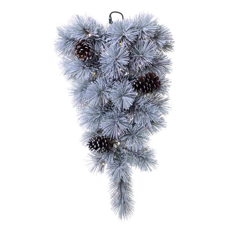 Celebrations Home 24 in. D X 2 ft. L LED Prelit Multicolored Snowy Scotch Pine Teardrop Garland, Pack of 8