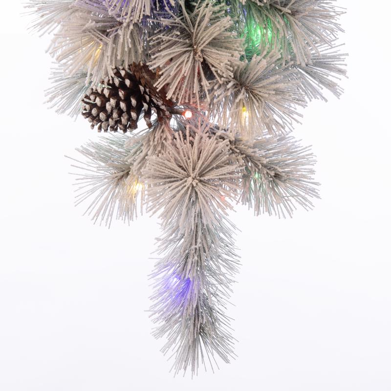 Celebrations Home 24 in. D X 2 ft. L LED Prelit Multicolored Snowy Scotch Pine Teardrop Garland, Pack of 8