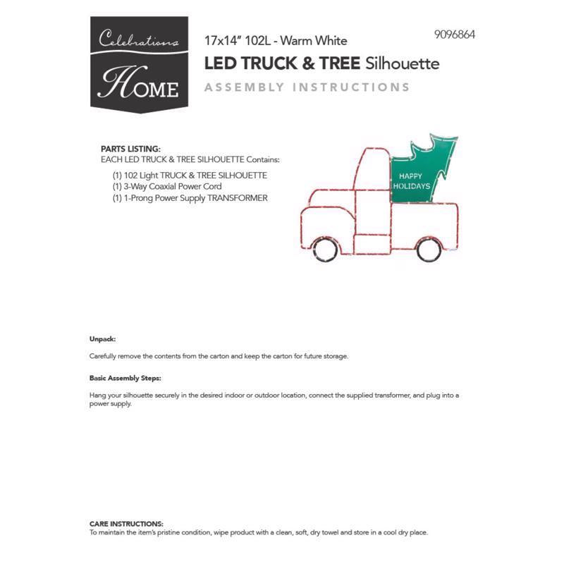 Celebrations LED Truck w/Tree Silhouette 15 in. Hanging Decor
