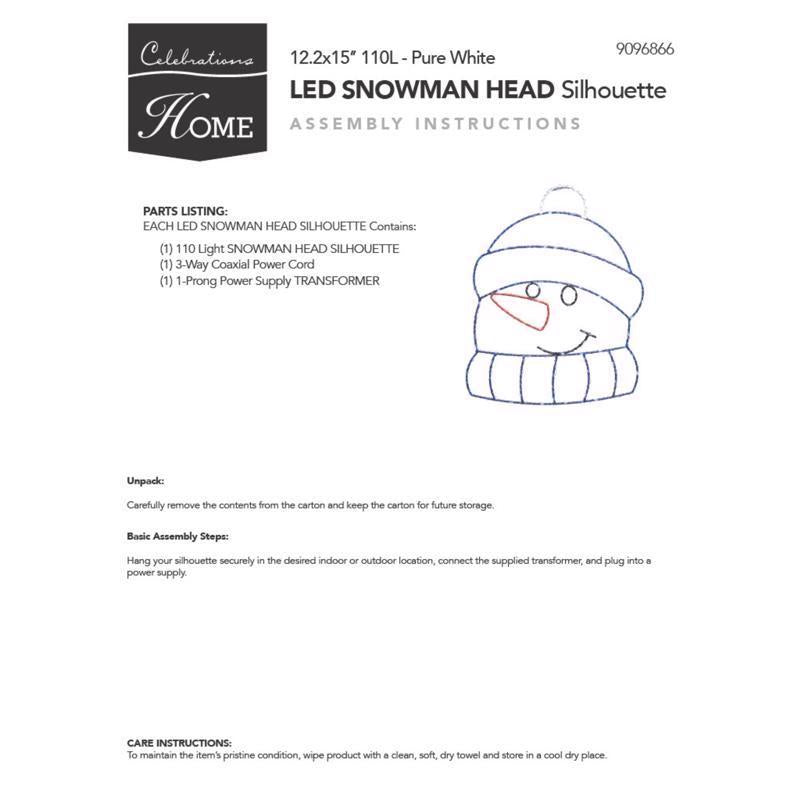 Celebrations LED Snowman Silhouette 15 in. Hanging Decor