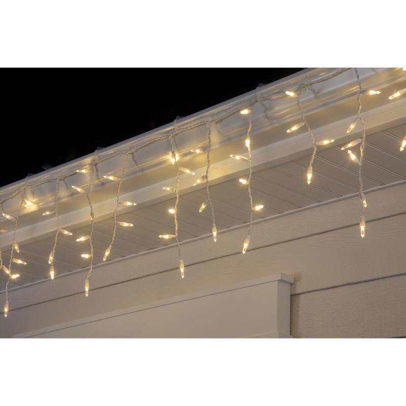 Celebrations Platinum LED T5 Warm White 100 ct Icicle Christmas Lights 9.5 ft.