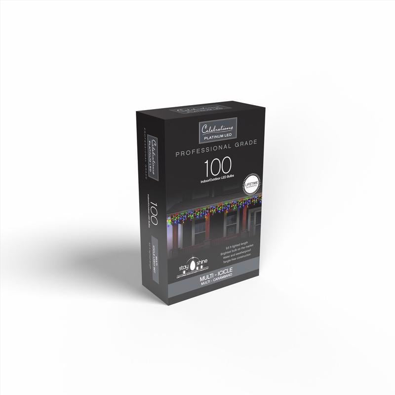 Celebrations LED T5 Multicolored 100 ct Icicle Christmas Lights 4 ft.