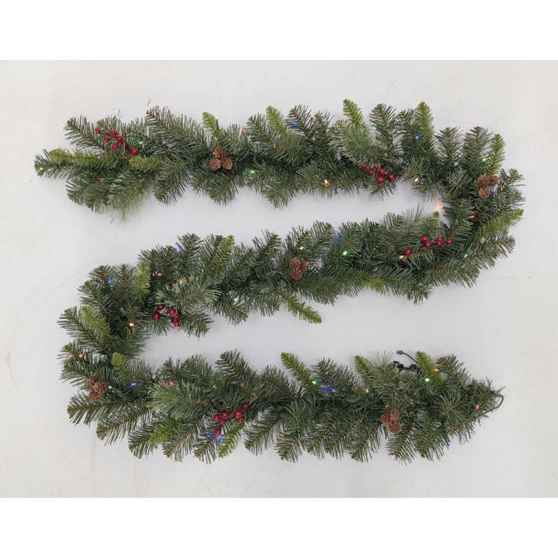 Celebrations 12 in. D X 9 ft. L LED Prelit Multicolored/Warm White Mixed Pine Battery Operated Garla, Pack of 4