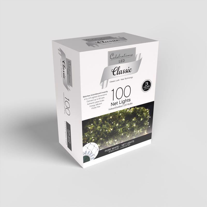 Celebrations Classic LED T5 Pure White 100 ct Net Christmas Lights 4 ft.