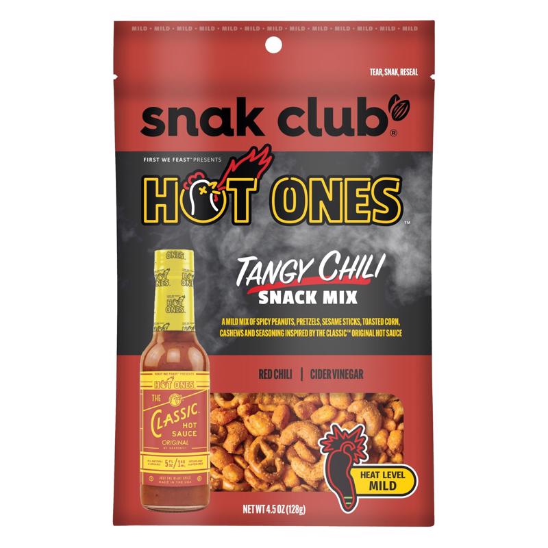 Snak Club Hot Ones Cider Vinegar/Red Chili Snack Mix 4.5 oz Bagged, Pack of 6