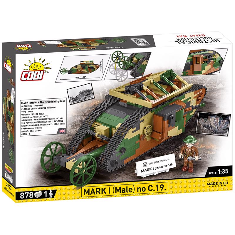 COBI Mark I Male C19 Tank Block Set Multicolored 878 pc