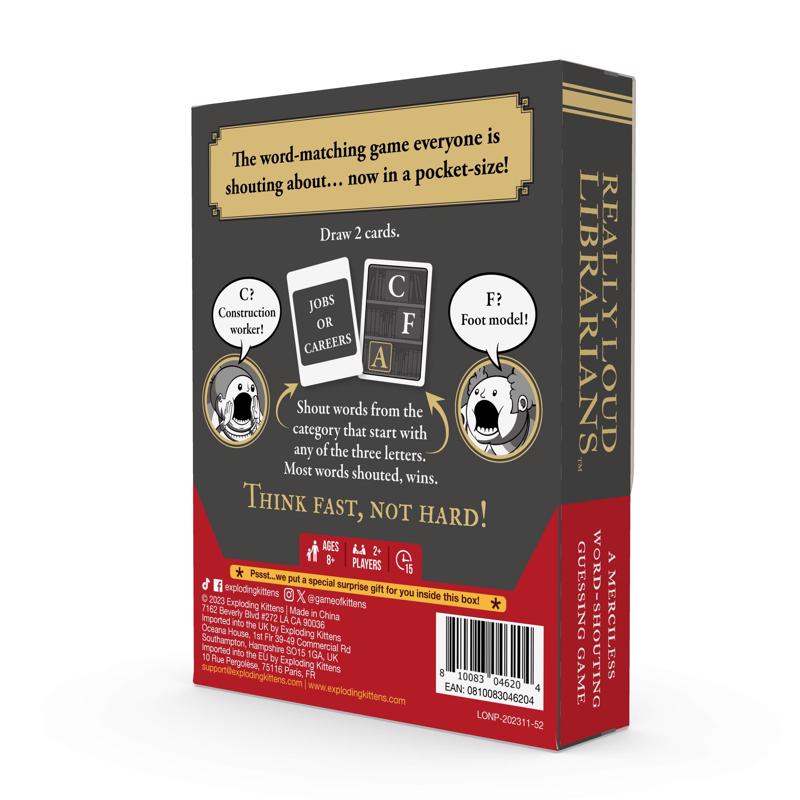 Exploding Kittens Really Loud Librarians Grab & Game, Pack of 8