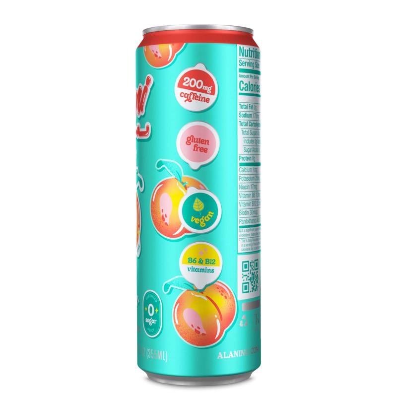 Alani Nu Peach Mango Energy Drink 12 fl. oz., Pack of 12