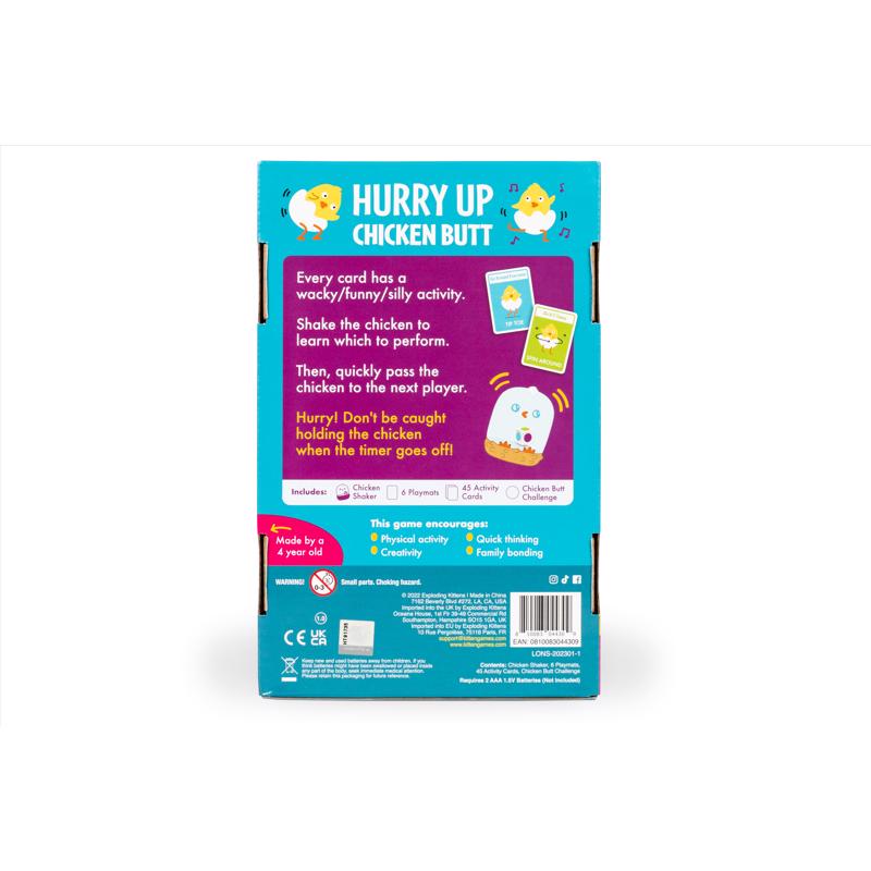 Exploding Kittens Hurry Up Chicken Butt Card Games Multicolored, Pack of 4