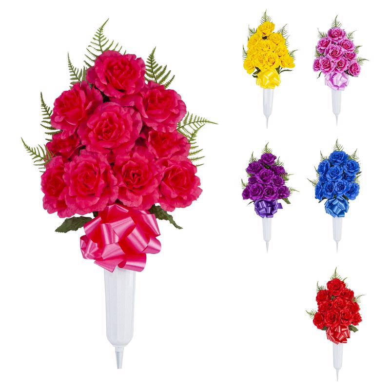 Gerson Rose Memorial Vase Cemetery Grave Decor 1 pk, Pack of 12