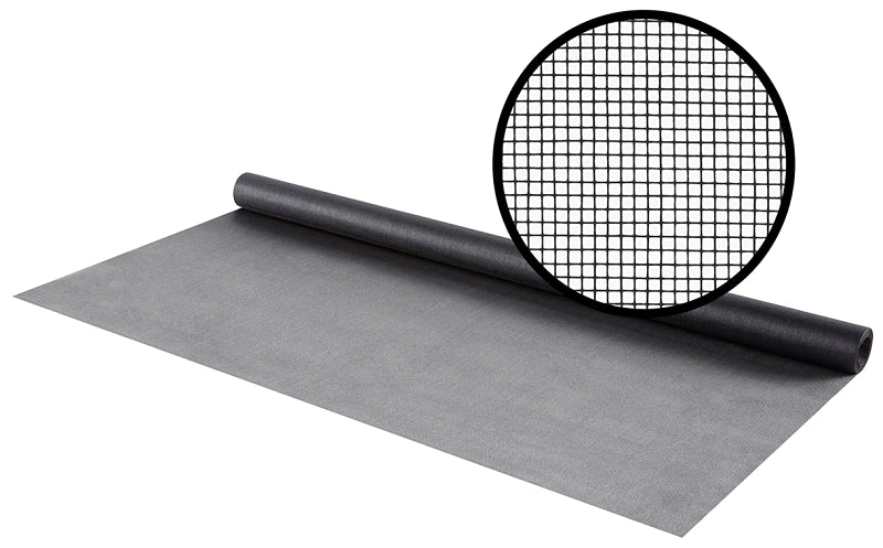 M-D 14127 Crystal Clear Screen Mesh, 7 ft L, 3 ft W, Fiberglass, Charcoal