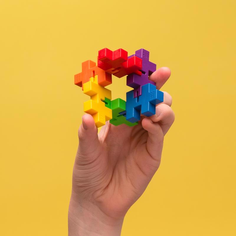 Plus-Plus Hexel Fidget Toy Multicolored 18 pc, Pack of 18