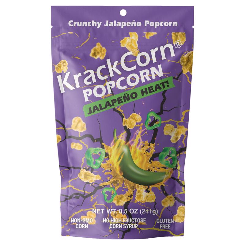 KrackCorn Jalapeno Heat Popcorn 8.5 oz Bagged, Pack of 6