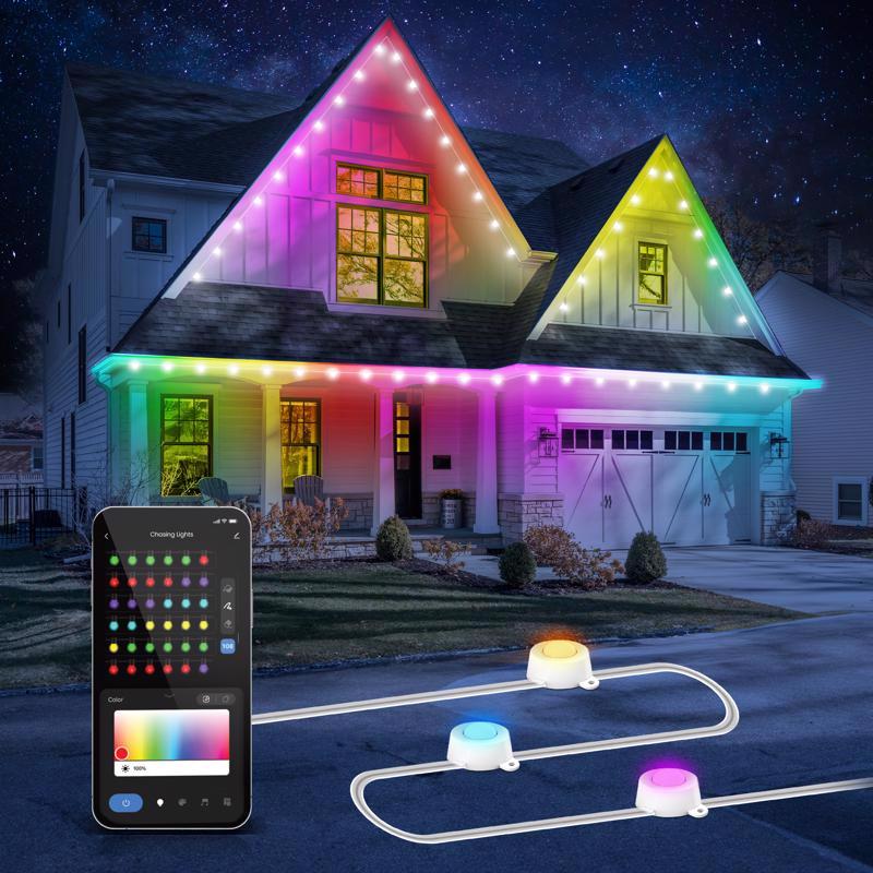 Feit Starter Kit LED Smart-Enabled Permanent Color Changing String Lights Multicolored 50 ft. 30 lig