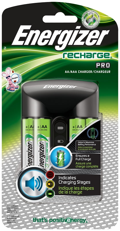 Energizer CHPROWB4 Battery Charger, AA, AAA Battery, Nickel-Metal Hydride Battery, 4 -Battery, Black