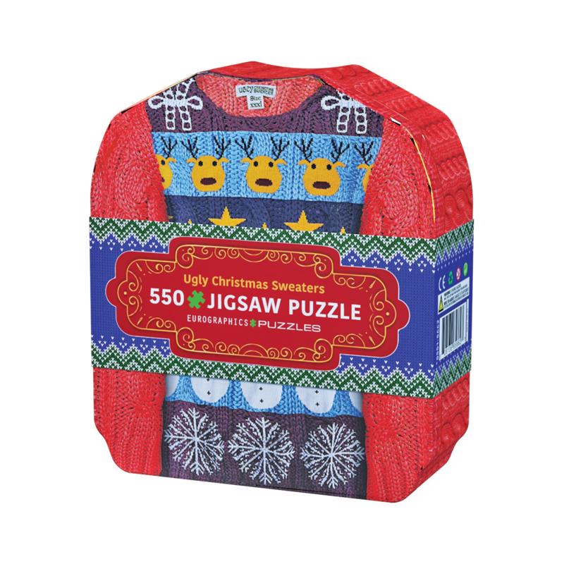 Eurographics Ugly Christmas Sweaters Tin Collectible Tins with Puzzles Multicolored 550 pc