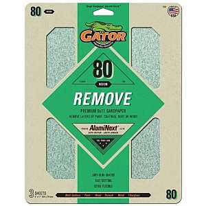 Gator AlumiNext 7261 Sanding Sheet, 11 in L, 9 in W, 80 Grit, Medium, Aluminum Oxide Abrasive