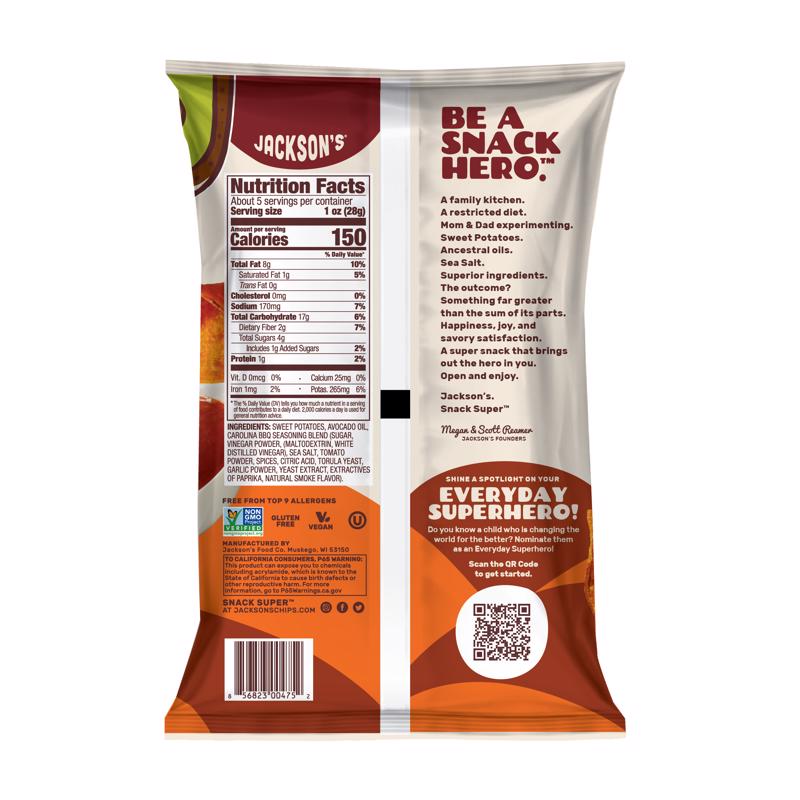 Jackson's Carolina BBQ Kettle Cooked Potato Chips 5 oz Bagged, Pack of 12