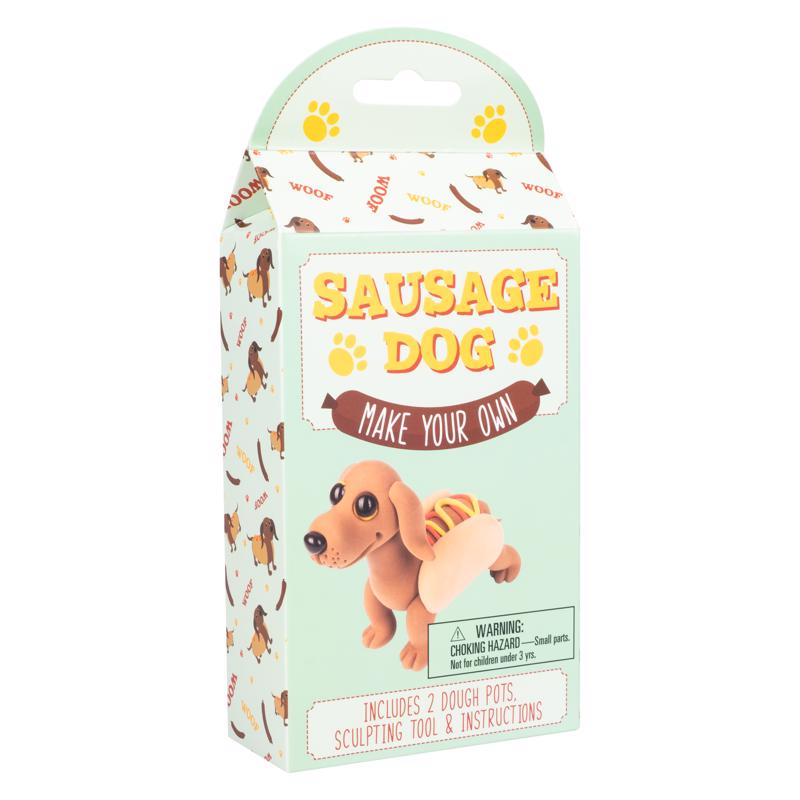 Fizz Make Your Own Sausage Dog Dough Craft Set Brown, Pack of 6