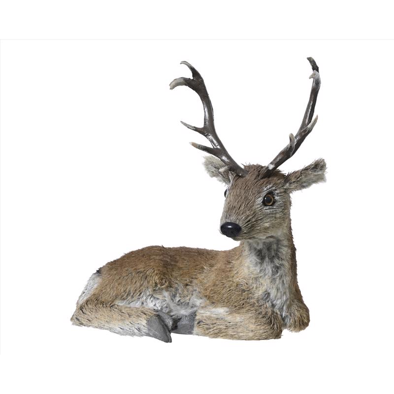 Decoris Brown Artificial Fur Deer Table Decor 10 in., Pack of 4