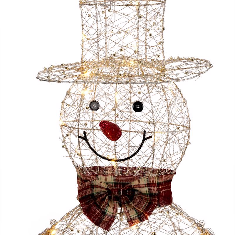 Alpine LED Gold Wire Snowman 71 in. Yard Decor