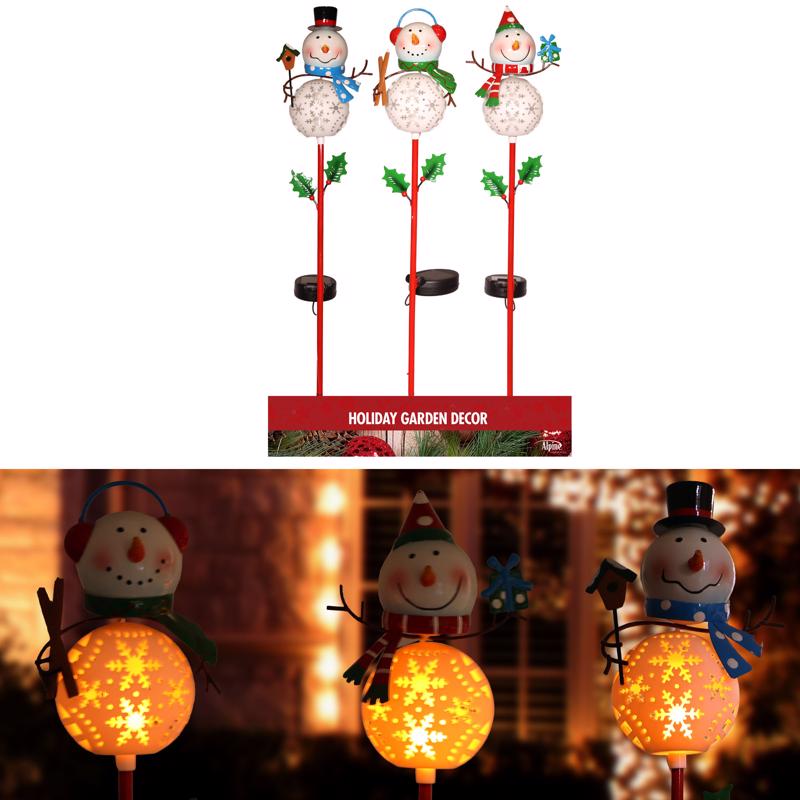 Alpine LED Solar Snowman Christmas 36 in. Garden Stake, Pack of 12