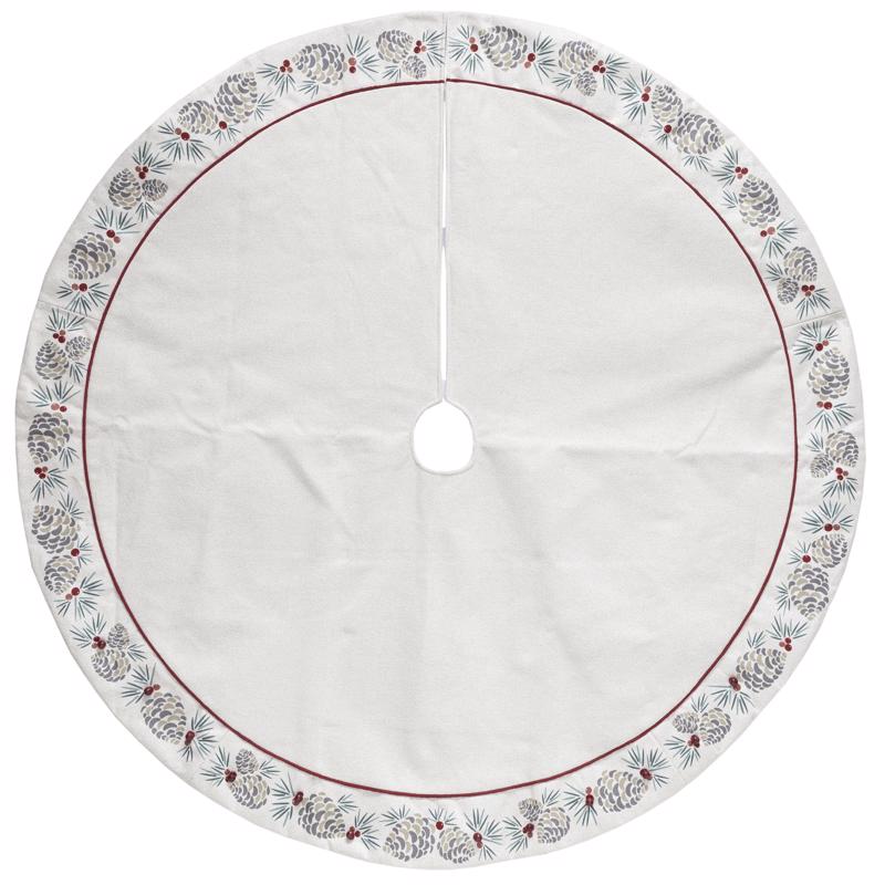 Dyno Ivory/Red Faux Pine Cone Tree Skirt, Pack of 4