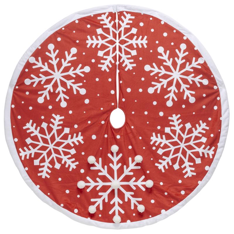 Dyno Red/White Large Snowflake Printed Tree Skirt, Pack of 4