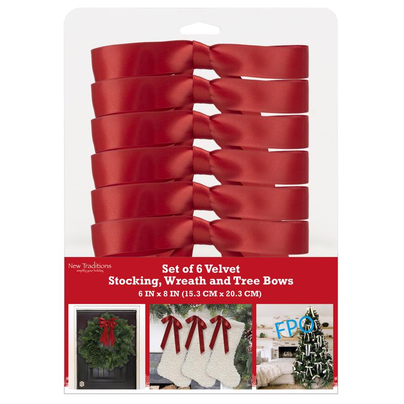 Dyno Red DBL Face Satin Christmas Bow 8 in., Pack of 12