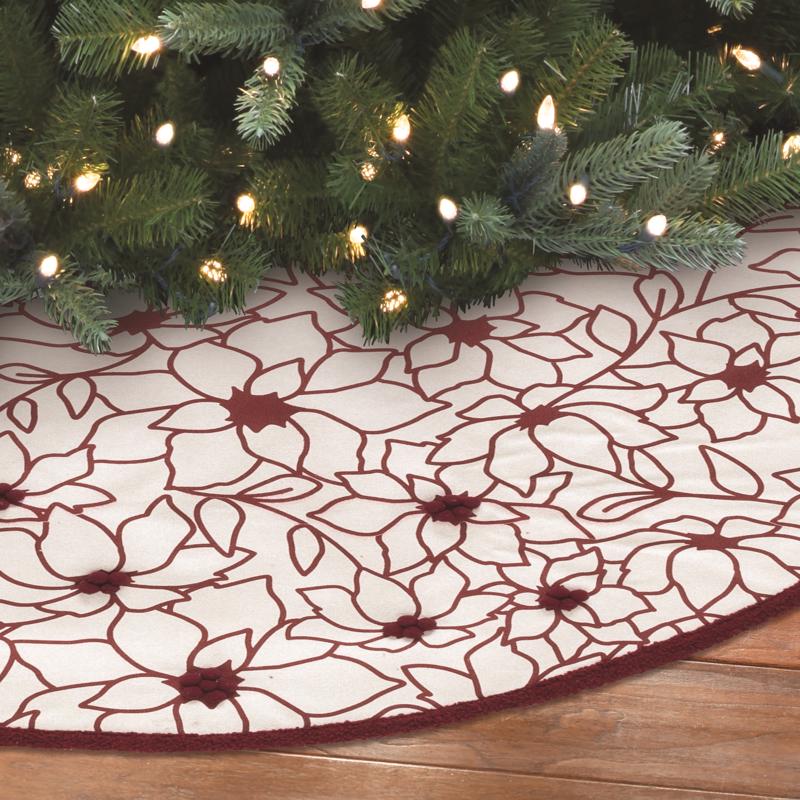 Dyno Ivory/Red Poinsettia Tree Skirt, Pack of 4