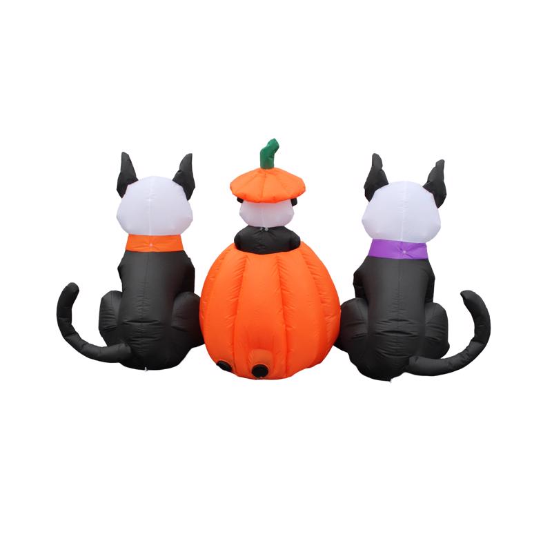 A Holiday Company 7 ft. LED Prelit Animated Skeleton Dog Family Inflatable