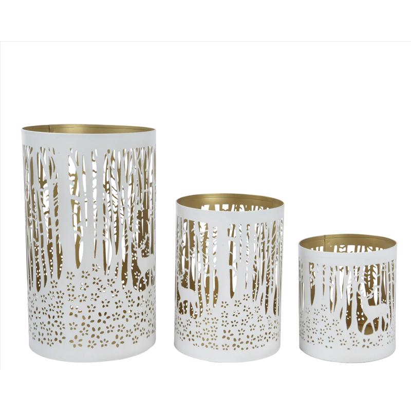 Decoris White/Gold Lantern 8 in., Pack of 6