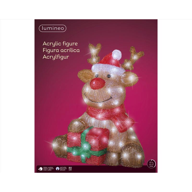 Lumineo LED Cool White Reindeer 18 in. Yard Decor