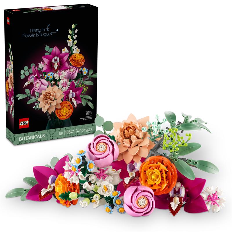 LEGO Botanicals Pretty Pink Flower Bouquet Building Set Multi 749 pc